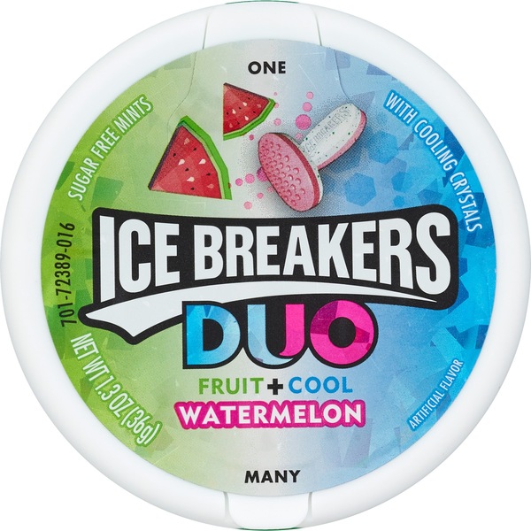 Ice Breakers Duo Fruit + Cool Watermelon Sugar Free Mints, 1.3 oz