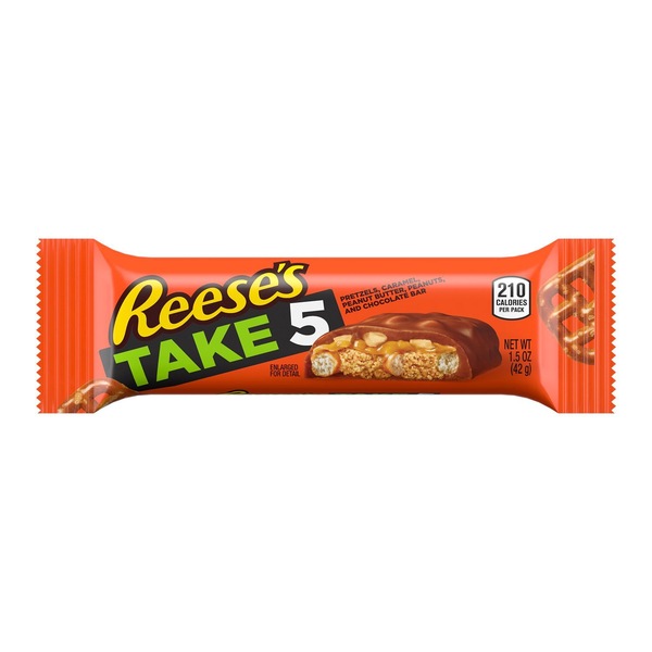 Reese's Take 5 Pretzel, Caramel, Peanut Butter, Peanuts, & Chocolate Candy Bar, 1.5 oz