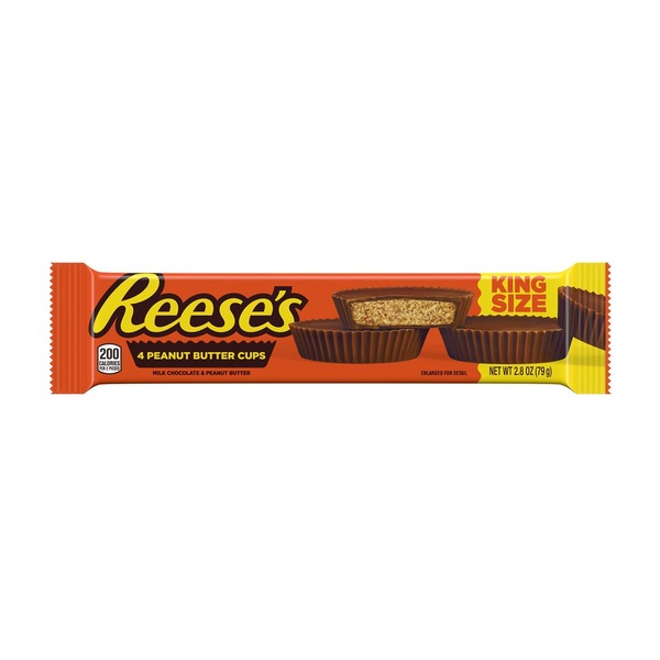 Reese's Milk Chocolate Peanut Butter Cups King Size Candy, 4 ct, 2.8 oz