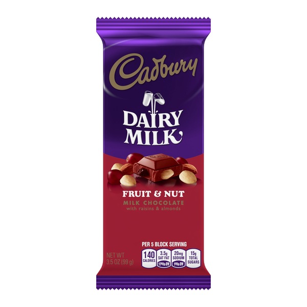 Cadbury Fruit Nut  Milk Chocolate With Raisins & Almonds, 3.5 oz