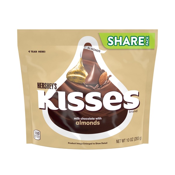Hershey's Kisses Milk Chocolate With Almonds, 10 oz