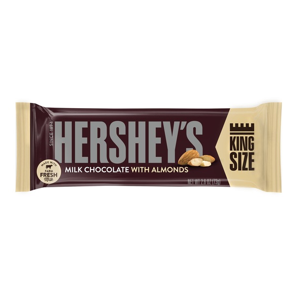 Hershey's Milk Chocolate with Almonds Candy Bar, King Size ,2.6 oz