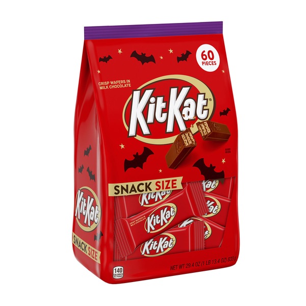 Kit Kat Milk Chocolate Snack Size, Halloween Wafer Candy Bars Bag, 60 ct, 29.4 oz