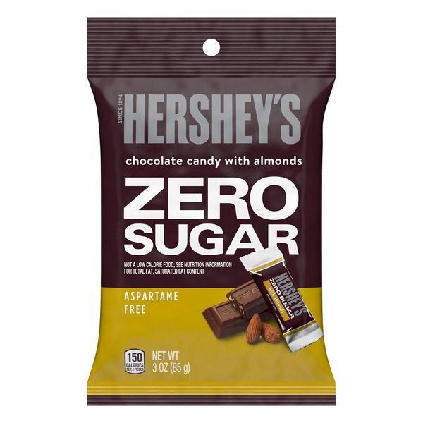Hershey's Zero Sugar Chocolate with Almonds Candy Bars, 3 oz