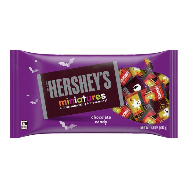 Hershey'sMiniatures Assorted Milk and Dark Chocolate Bite Size, Halloween Candy Bars Bag, 9.9 oz