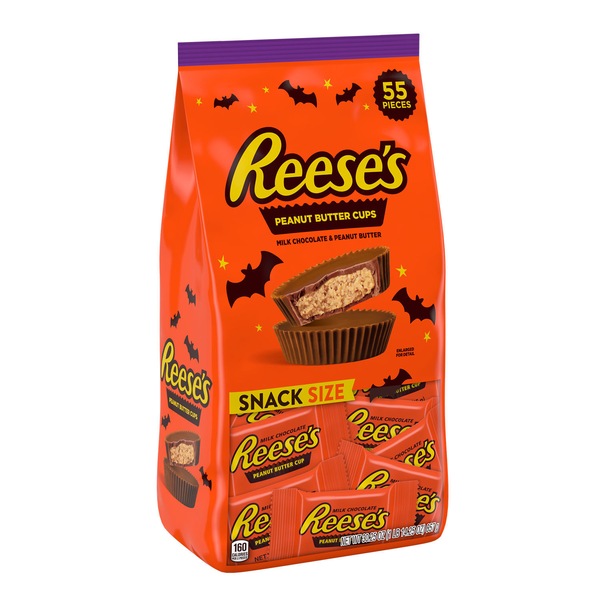 Reese's Milk Chocolate Peanut Butter Snack Size, Halloween Cups Candy Bag, 55 ct, 30.25 oz