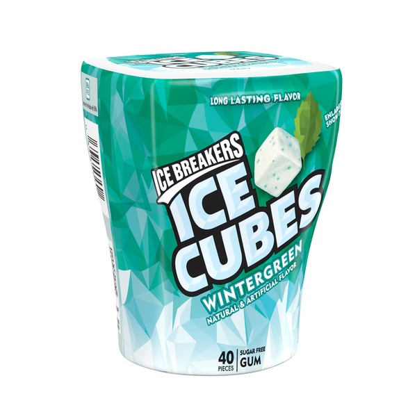 Ice Breakers Ice Cubes Wintergreen Sugar Free Gum, 40 ct, 3.37 oz