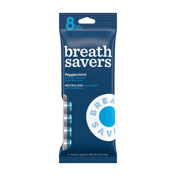 Breath Savers Peppermint Breath Mints, 8 rolls, 6 oz