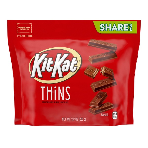 Kit Kat Thins Individually Wrapped Milk Chocolate Wafer Candy Bars, 7.37 oz