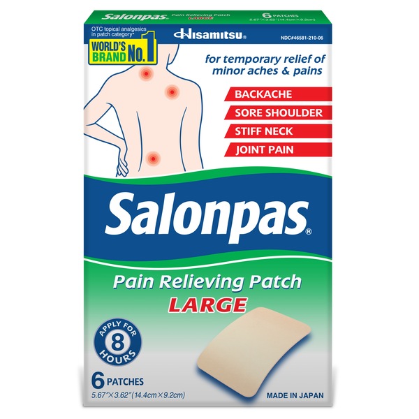 Salonpas Pain Relieving Patch, Large, 6 CT