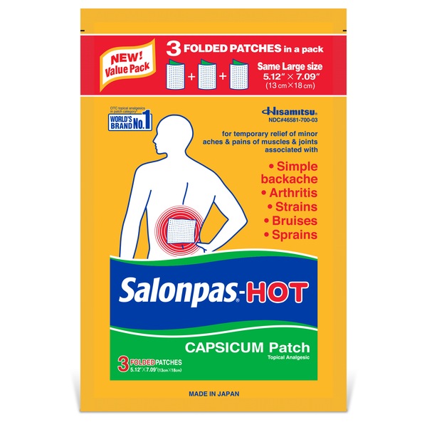 Salonpas Hot Capsicum Topical Analgesic Patches, 3 CT