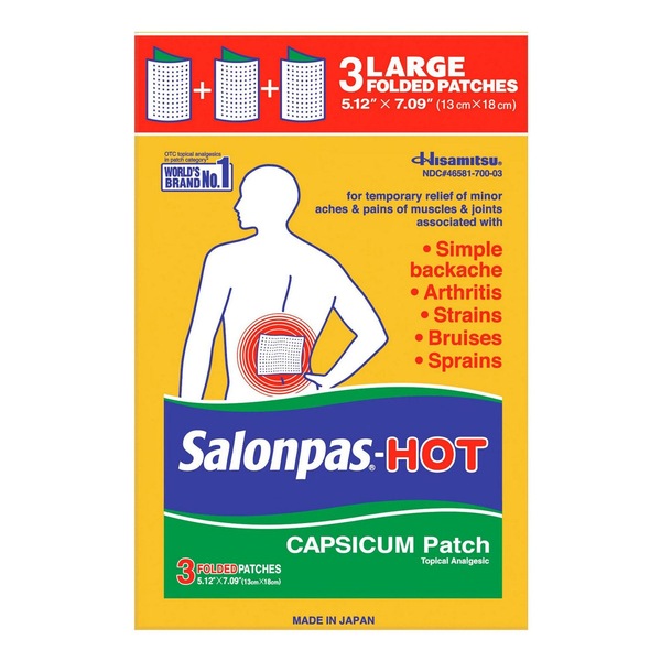 Salonpas Hot Capsicum Topical Analgesic Patches, 3 CT