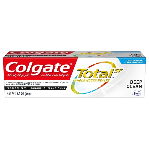 Colgate Total Anticavity, Antigingivitis, and Antisensitivity Deep Clean Toothpaste with Stannous Fluoride
