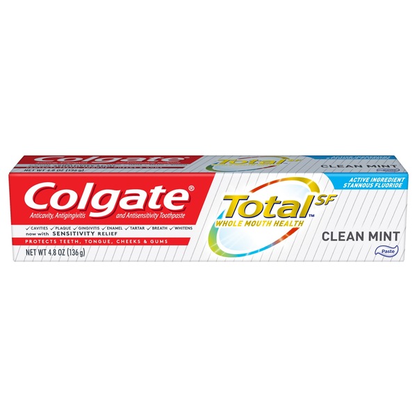 Colgate Total Anticavity, Antigingivitis, and Antisensitivity Toothpaste with Stannous Fluoride, Clean Mint