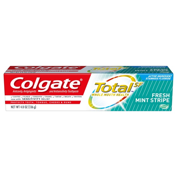 Colgate Total Anticavity, Antigingivitis, and Antisensitivity Gel Toothpaste with Stannous Fluoride, Fresh Mint Stripe