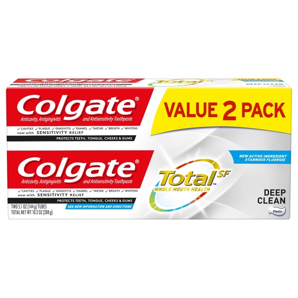 Colgate Total - Pasta dental, limpieza profunda, 5.1 oz, paquete de 2