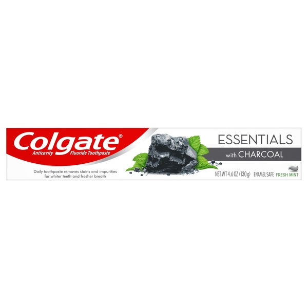 Colgate Essentials with Charcoal Toothpaste, Fresh Mint, 4.6 OZ