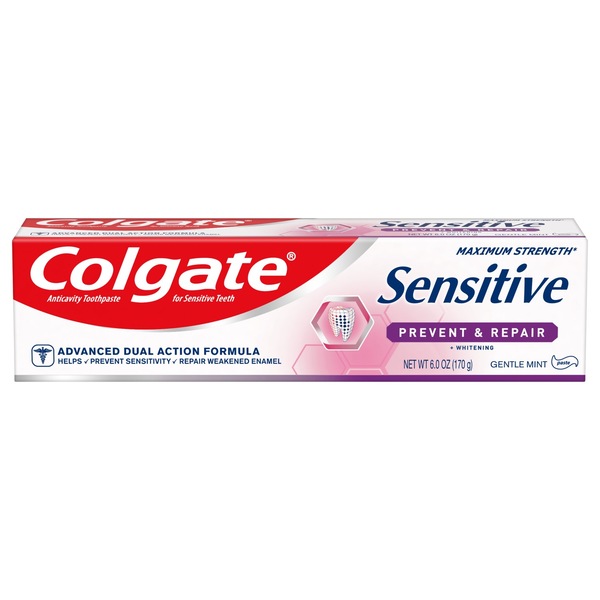 Colgate Sensitive Toothpaste, Prevent and Repair - Pasta dental con delicada fórmula sabor menta (6 oz, paquete de 1)