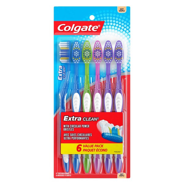 Colgate Extra Clean Full Head Toothbrush, Soft Bristle, 6 CT