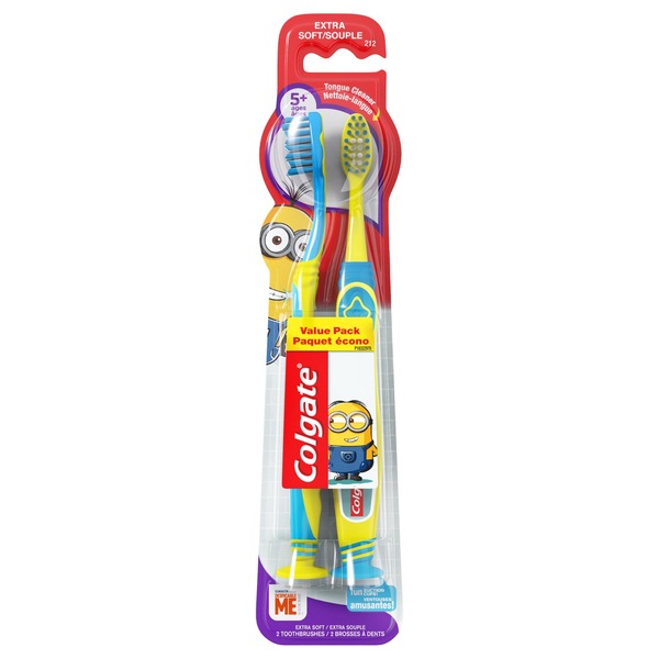Colgate Kids Minions Toothbrush, Extra Soft Bristle, 2 CT