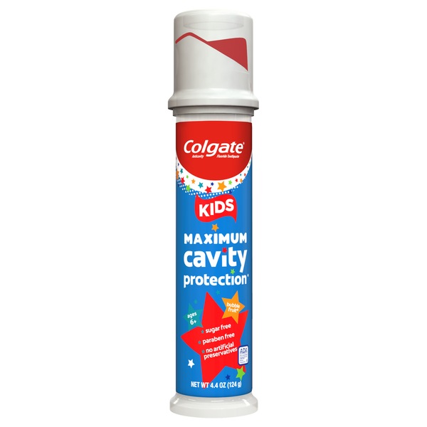 Colgate Kids' Anticavity Fluoride Toothpaste Pump, Bubble Fruit, 4.4 OZ