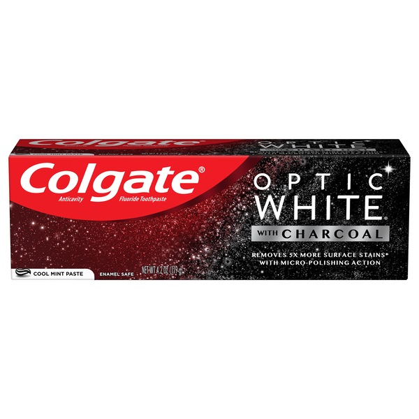 Colgate Optic White - Pasta dental blanqueadora con carbón, Cool Mint, 4.2 oz