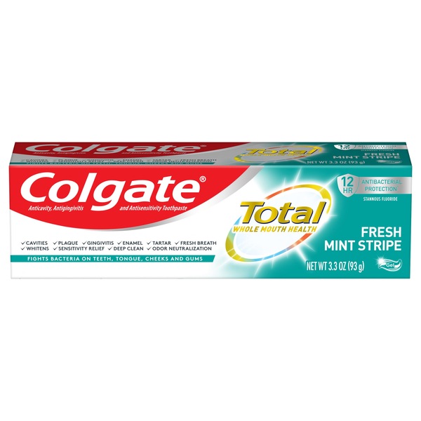 Colgate Total Fresh Mint Stripe - Pasta dental en gel, 3.3 oz
