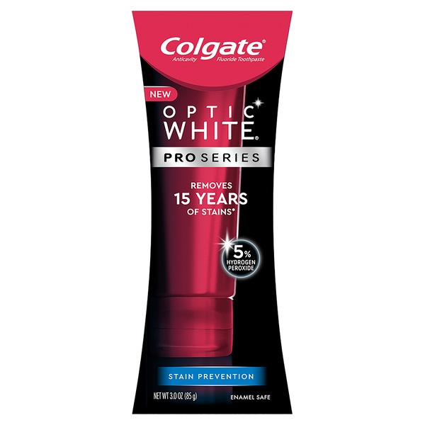 Colgate Optic White Pro Series Anticavity Whitening Toothpaste with Fluoride and 5% Hydrogen Peroxide, Stain Prevention