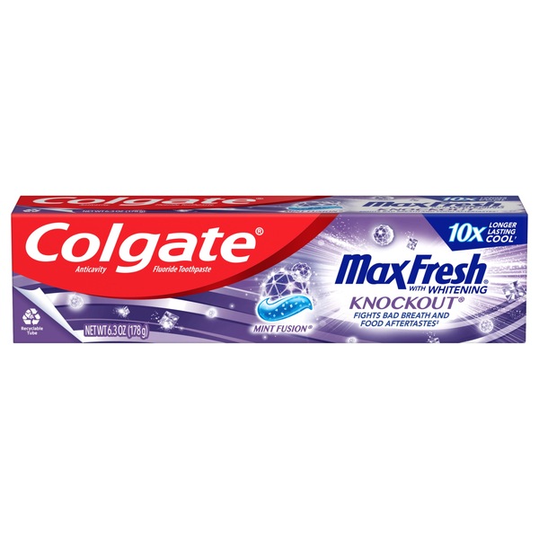 Colgate Max Fresh with Whitening Knockout Toothpaste, Mint Fusion, 6.3 OZ
