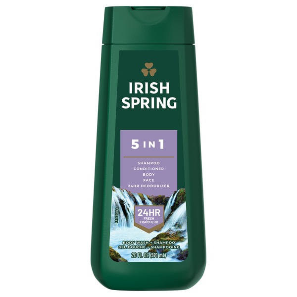 Irish Spring 5 in 1 Men's Body Wash and Shampoo for Hair, Face and Body