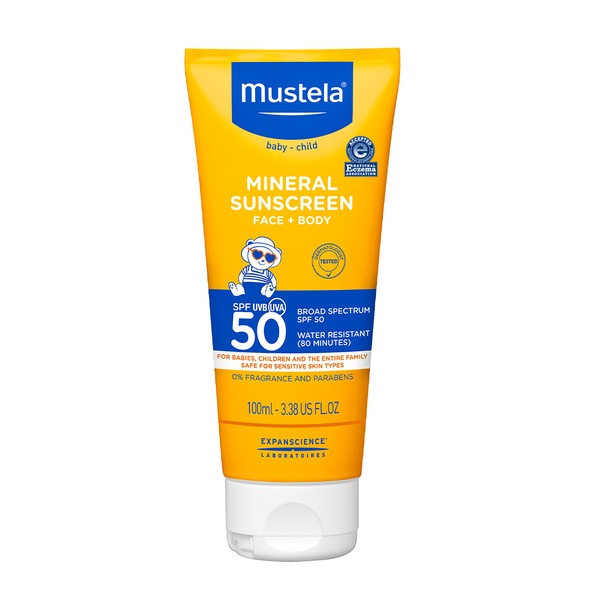 Mustela Baby & Family Mineral Sunscreen Lotion SPF 50 Broad Spectrum, 3.4 OZ