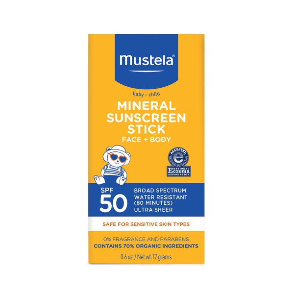 Mustela Baby & Family Mineral Sunscreen Stick SPF 50 Broad Spectrum, 0.6 oz