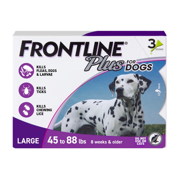 FRONTLINE Plus For Dogs Flea & Tick Large Breed Dog Spot Treatment, 45 - 88 lbs, 3 ct