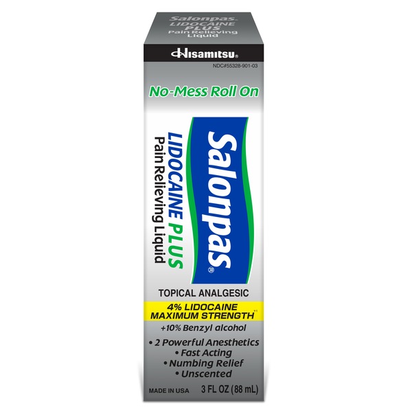Salonpas Lidocaine Plus - Líquido analgésico, 3 oz