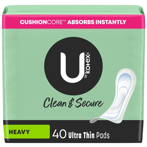 U by Kotex Security Ultra Thin Long Pads, Unscented, Heavy Flow