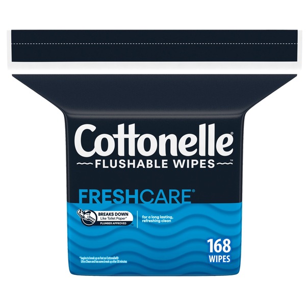 Cottonelle Fresh Care Flushable Wet Wipes, Adult Wet Wipes, 1 Refill Pack, 168 ct