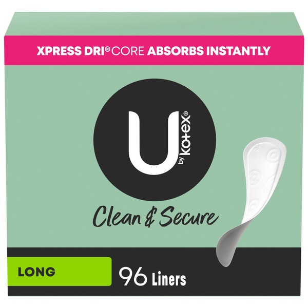 U by Kotex Lightdays Panty Liners, Long, Unscented, 96 Count