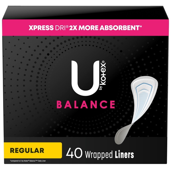 U by Kotex Curves Regular Panty Liners, Unscented, 40CT