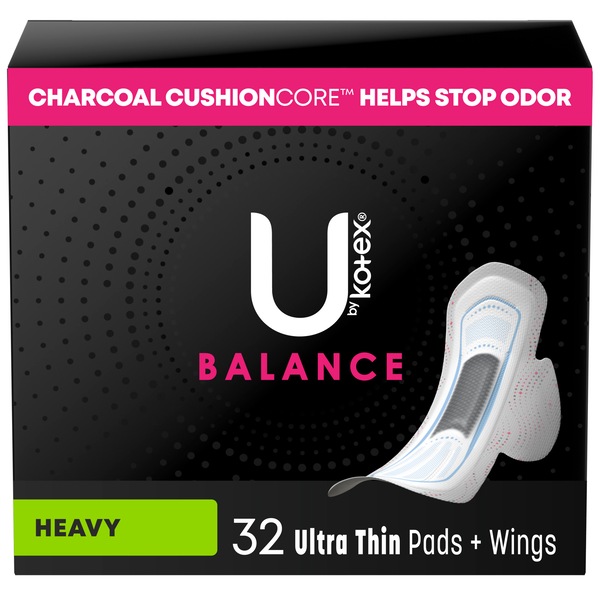 U by Kotex CleanWear Ultra Thin Pads with Wings, Unscented, Heavy