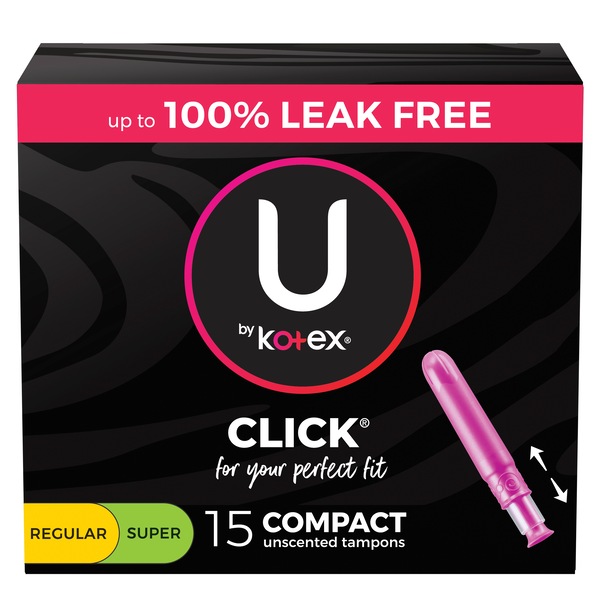 U by Kotex Click Compact Multipack Tampons, Unscented, Regular/Super
