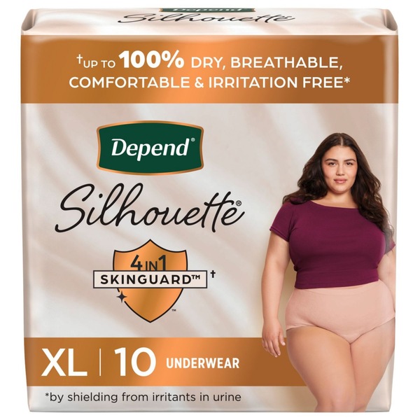 Depend Silhouette Adult Incontinence and Postpartum Underwear for Women Maximum Absorbency, Large, Black Pink and Berry, 22 CT