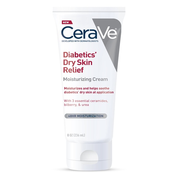 CeraVe Diabetics Dry Skin Relief Moisturizing Cream, 48 Hour Hydration, 8 OZ