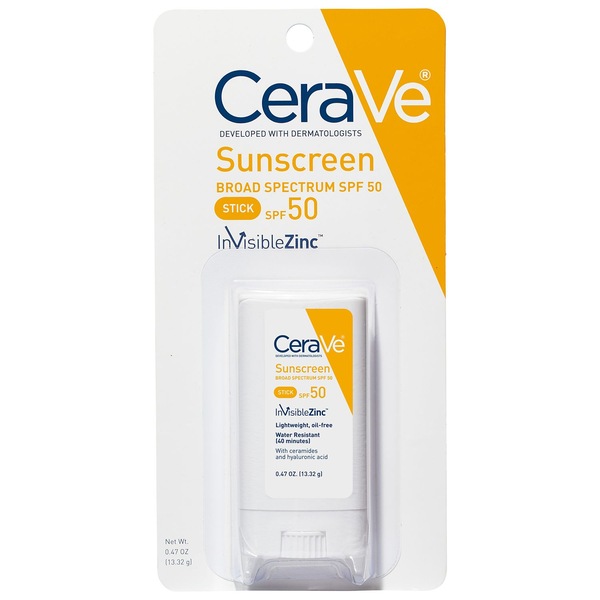CeraVe Sunscreen Stick, SPF 50, Lightweight and Oil-Free, 0.47 OZ