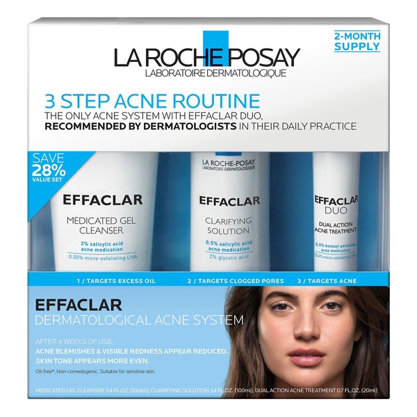 La Roche-Posay Effaclar Acne Treatment System, Salicylic Acid , Refining Toner, and Benzoyl Peroxide; for Sensitive Skin