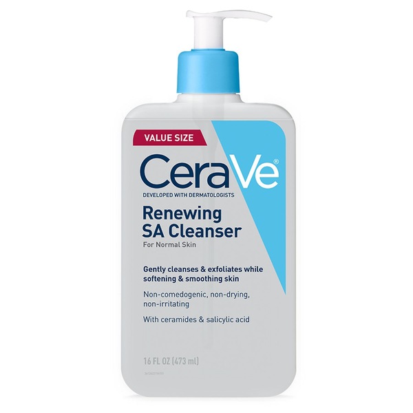 CeraVe Face Renewing SA Cleanser, Salicylic and Hyaluronic Acid, Niacinamide & Ceramides