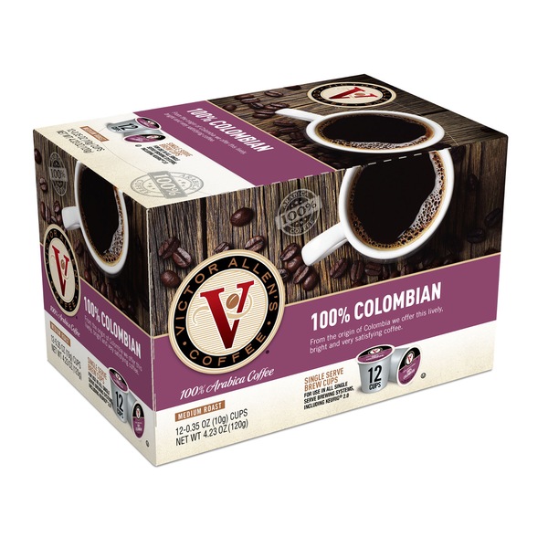 Victor Allen's 100% Colombian Coffee, Medium Roast, Single Serve Brew Cups, 12 ct, 4.23 oz