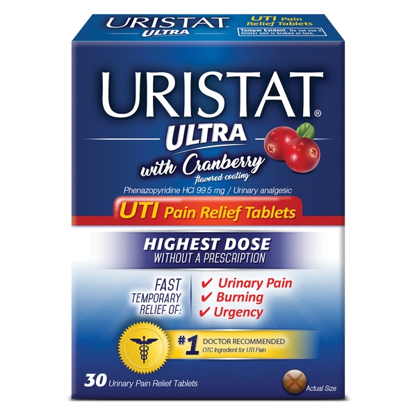 URISTAT Ultra UTI Pain Relief, With Cranberry Coating, 30 CT