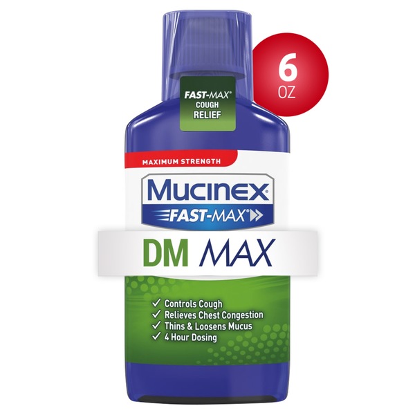 Mucinex Fast-Max Adult DM Expectorant and Cough Suppressant Liquid, 6 OZ