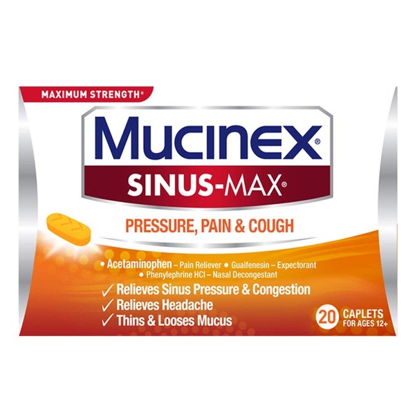 Mucinex Sinus-Max for Pressure, Pain & Cough, 20 CT