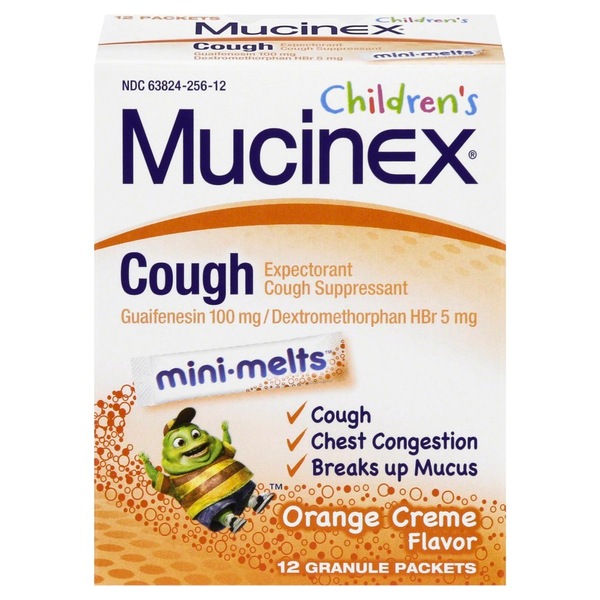 Mucinex Children's Chest Congestion Expectorant and Cough Suppressant Mini-Melts, Orange Cream, 12 CT (Packaging May Vary)